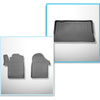 Completo di tappetini e tappetino per bagagliaio TPE per: Mercedes-Benz EQV 300 10.2020-.... (Van) - versione lunga (interasse 3200 mm; lunghezza auto 5.140 mm); dietro la 3a fila di sedili; senza divisioni nel bagagliaio; la parte anteriore deve essere t