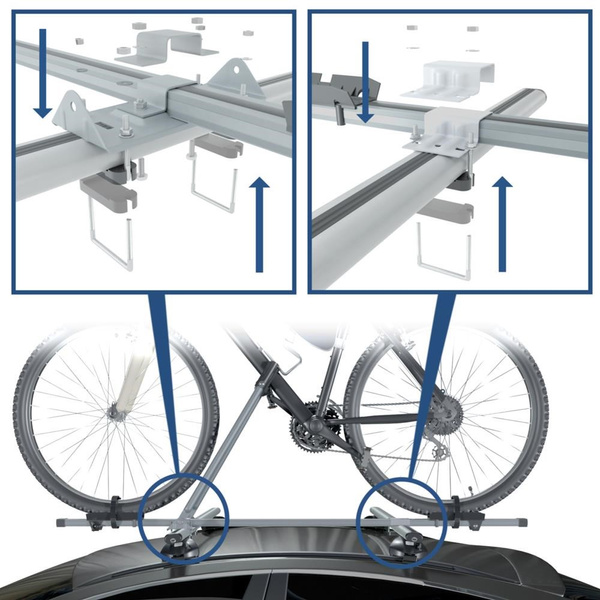 3x Portabici da tetto, Portabiciclette con barra in alluminio e chiusura a chiave - 3xM-08