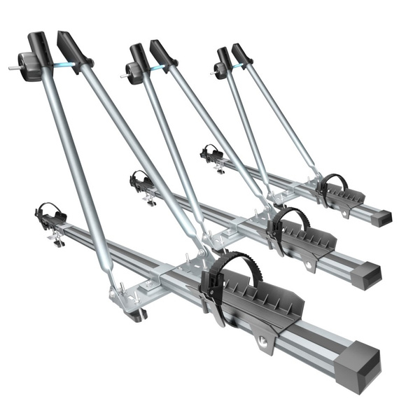 3x Portabici da tetto, Portabiciclette con barra in alluminio e chiusura a chiave - 3xM-08