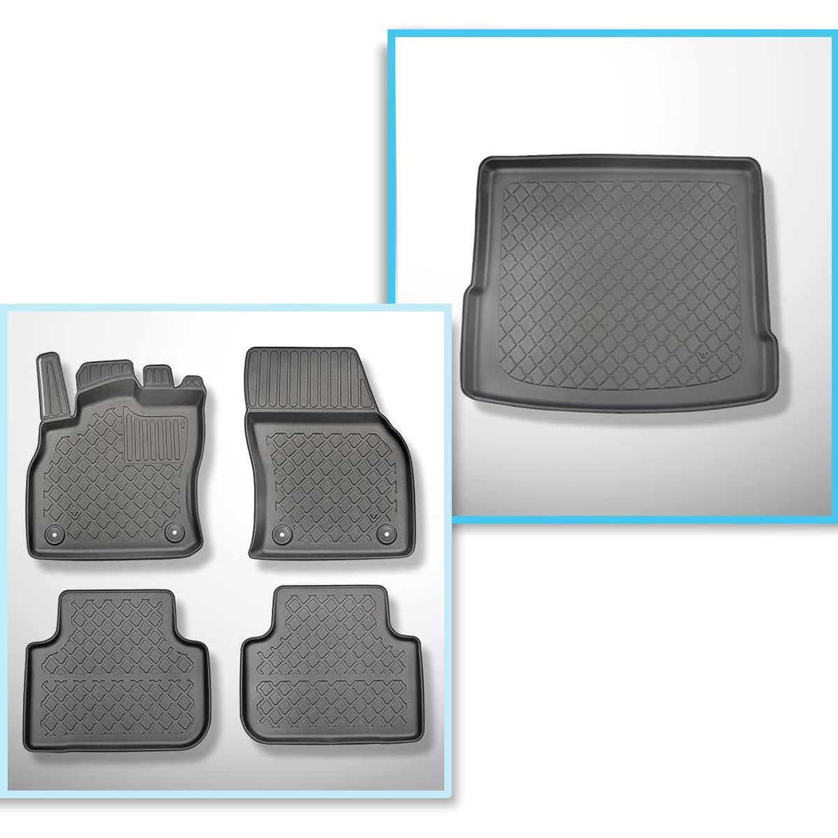 Completo di tappetini e tappetino per bagagliaio TPE per: Audi Q3 F3 SUV  (08.2018-.) - bagagliaio superiore (