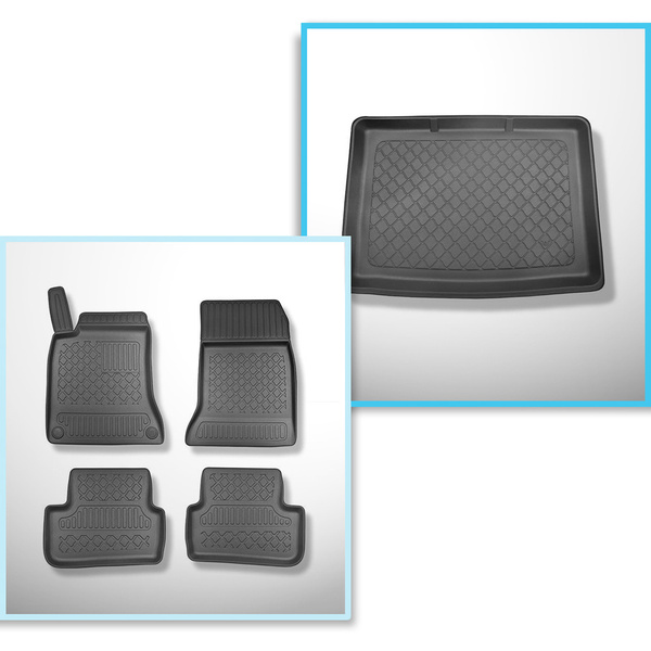 Completo di tappetini e tappetino per bagagliaio TPE per: Mercedes-Benz Classe B W246 10.2011-12.2018 (Sports Tourer) - bagagliaio inferiore; senza vario box (senza EASY VARIO PLUS SYSTEM)