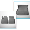Completo di tappetini e tappetino per bagagliaio TPE per: Tesla Model X 01.2021-.... (SUV) - 6/7 posti; dietro la 2a fila di sedili (sedili 3a fila abbassati)