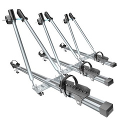 3x Portabici da tetto, Portabiciclette con barra in alluminio e chiusura a chiave - 3xM-08