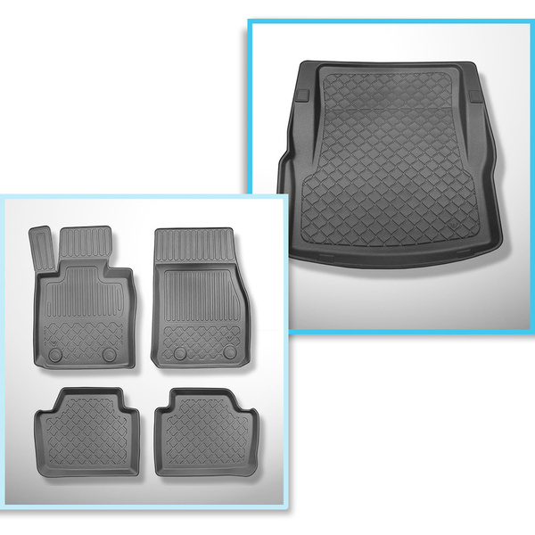 Completo di tappetini e tappetino per bagagliaio TPE per: BMW 3 F30 01.2012-02.2019 (Berlina) - senza X-drive