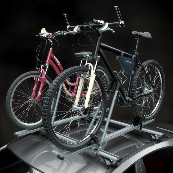 2x Portabici da tetto, Portabiciclette con barra in alluminio e chiusura a chiave - 2xM-17