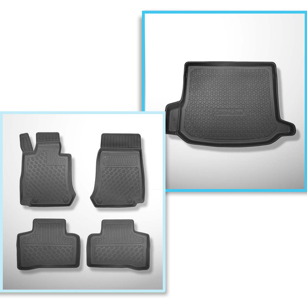 Completo di tappetini e tappetino per bagagliaio TPE PREMIUM per: Mercedes-Benz GLC C253 09.2016-03.2023 (SUV) - ala sinistra rimovibile nei modelli con grata laterale