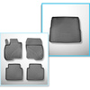 Completo di tappetini e tappetino per bagagliaio TPE per: Honda CR-V RW V 10.2018-07.2023 (SUV) - 5 posti; bagagliaio superiore (soglia di carico piana); pavimento mobile nella posizione più alta; anche per versione ibrida; senza terza fila