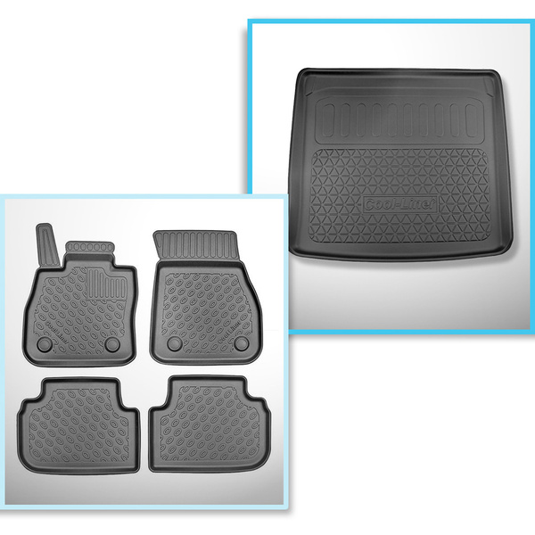 Completo di tappetini e tappetino per bagagliaio TPE per: BMW 2 F44 03.2020-10.2024 (Gran Coupé) - bagagliaio superiore; per auto con pavimento doppio nel bagagliaio