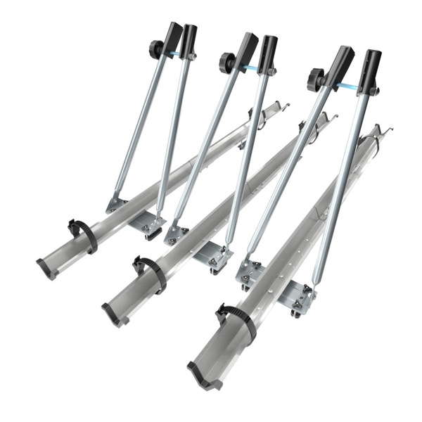 3x Portabici da tetto, Portabiciclette con barra in alluminio e chiusura a chiave - 3xM-42