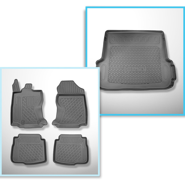 Completo di tappetini e tappetino per bagagliaio TPE per: Subaru Outback VI (BT) 05.2021-.... (Station Wagon) - con/senza subwoofer