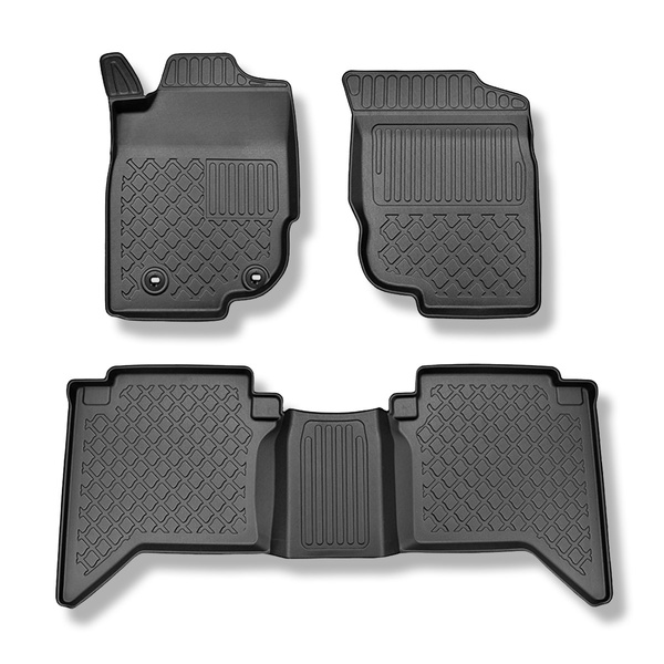 Tappetini Auto in TPE compatibili con Toyota Hilux VII Pick-Up (2006-08.2016) - cabina doppia - tappeti auto neri
