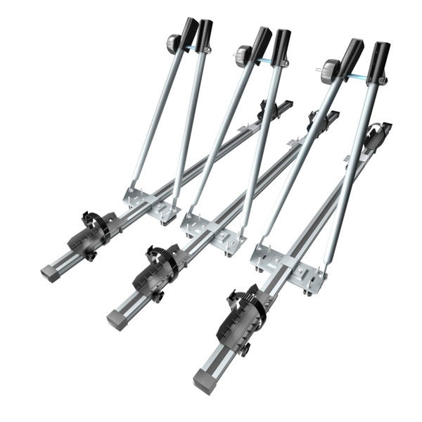 3x Portabici da tetto, Portabiciclette con barra in alluminio e chiusura a chiave - 3xM-08