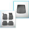 Completo di tappetini e tappetino per bagagliaio TPE per: Audi A6 C8 4H 09.2018-.... (Avant) - anche per i modelli con le guide del bagagliaio; anche per versione Quattro; non per versione TFSI e plug-in ibrida