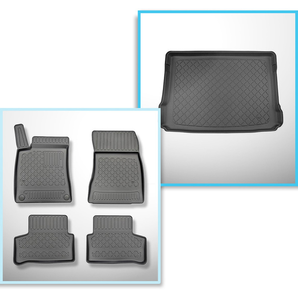 Completo di tappetini e tappetino per bagagliaio TPE per: Mercedes-Benz GLA H247 12.2019-.... (SUV) - bagagliaio superiore; pavimento mobile nella posizione più alta; non per versione Plug-in Hybrid GLA H247 (250e)