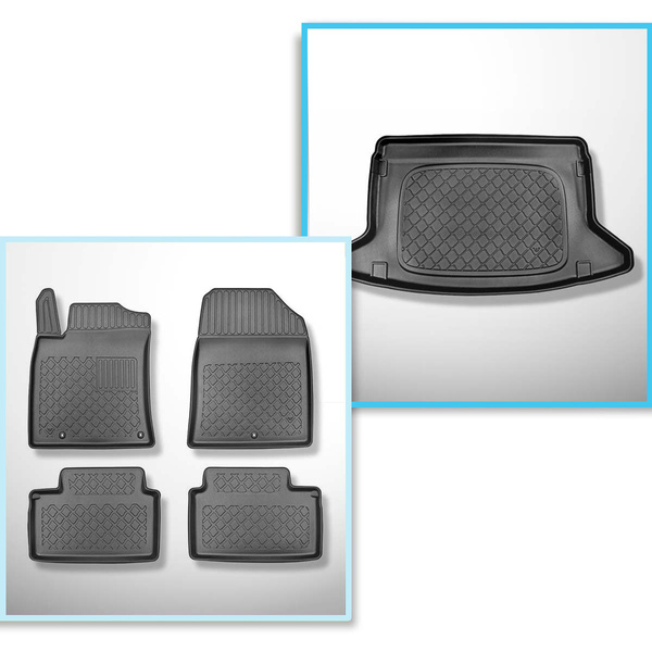 Completo di tappetini e tappetino per bagagliaio TPE per: Kia Ceed III CD 06.2018-.... (Hatchback) - bagagliaio inferiore; senza pavimento del bagagliaio a due livello