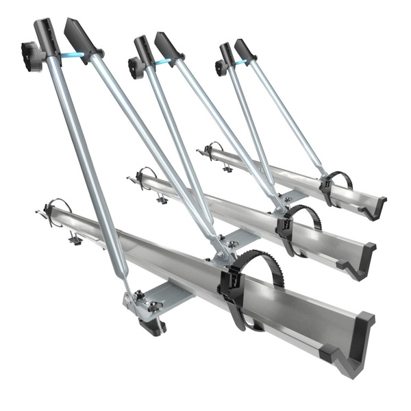 3x Portabici da tetto, Portabiciclette con barra in alluminio e chiusura a chiave - 3xM-42