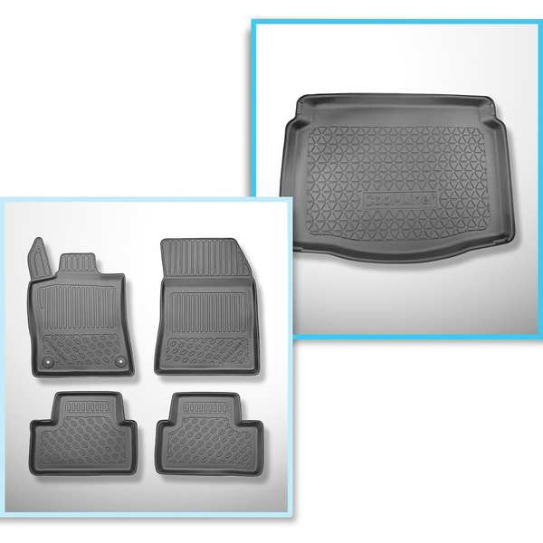 Completo di tappetini e tappetino per bagagliaio TPE per: DS 4 11.2021-.... (Hatchback) - non per versione Plug-in ibrida; non per la versione elettrica