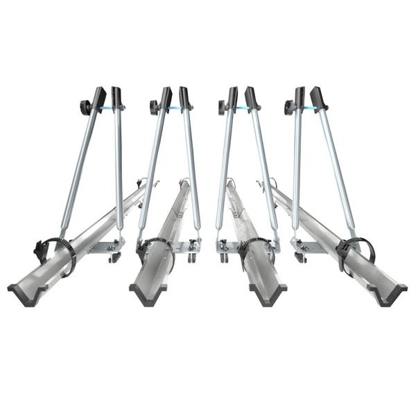 4x Portabici da tetto, Portabiciclette con barra in alluminio e chiusura a chiave - 4xM-42