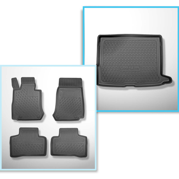Completo di tappetini e tappetino per bagagliaio TPE PREMIUM per: Mercedes-Benz GLC X253 09.2015-06.2022 (SUV) - non per versione Plug-in ibrida