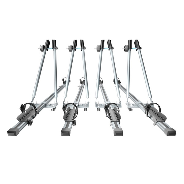 4x Portabici da tetto, Portabiciclette con barra in alluminio e chiusura a chiave - 4xM-08