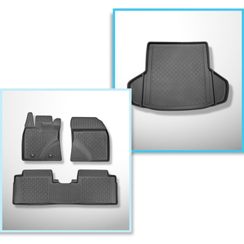 Completo di tappetini e tappetino per bagagliaio TPE per: Toyota Avensis III 01.