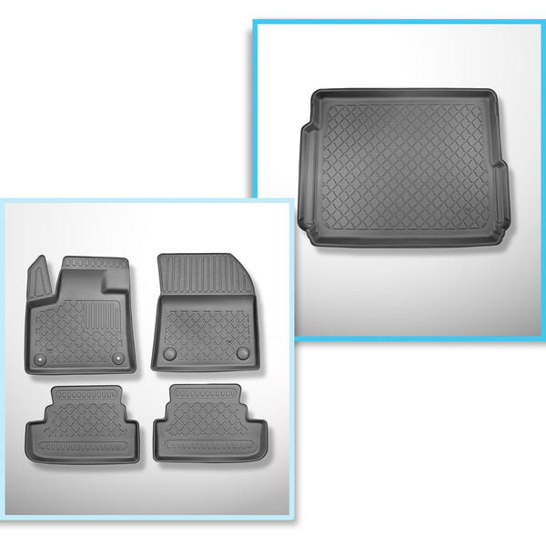 Completo di tappetini e tappetino per bagagliaio TPE per: Opel Grandland X Plug-in Hybrid 11.2019-2021 (SUV) - senza Hi-Fi-System FOCAL