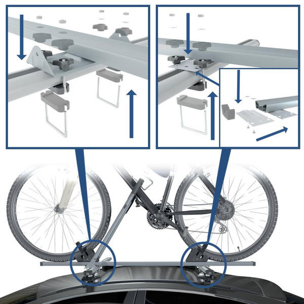 2x Portabici da tetto, Portabiciclette con barra in alluminio e chiusura a chiave - 2xM-17