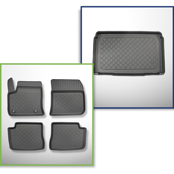 Completo di tappetini e tappetino per bagagliaio TPE per: Opel Corsa-e 03.2020-.... (Hatchback)