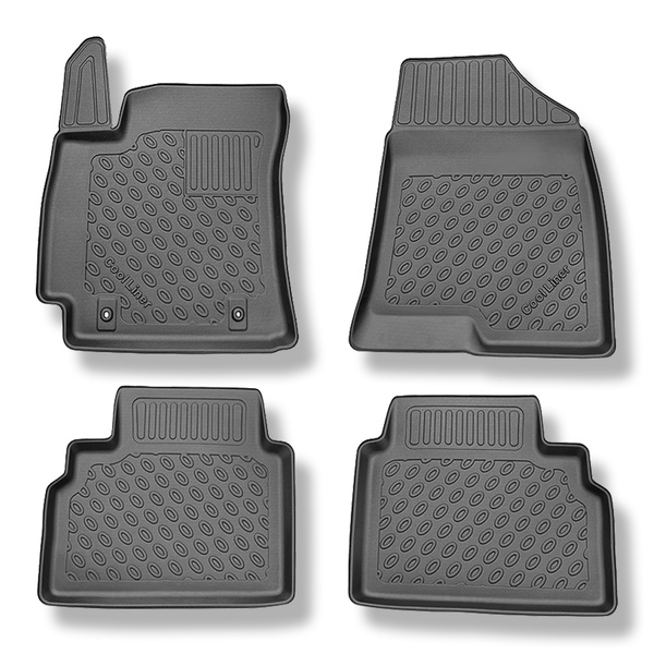 Tappetini Auto in TPE compatibili con Hyundai Kona II SUV (04.2023-....) - non per la versione elettrica; anche per la versione ibrida - tappeti auto neri