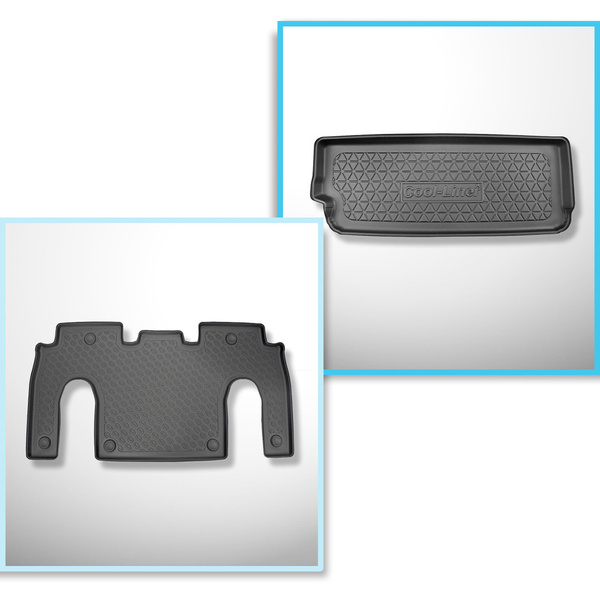 Completo di tappetini e tappetino per bagagliaio TPE per: Tesla Model X 10.2016-12.2020 (SUV) - 6 posti; II fila; per lo spazio dietro la 3a fila di sedili