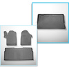 Completo di tappetini e tappetino per bagagliaio TPE per: Mercedes-Benz EQV 300 10.2020-.... (Van) - versione lunga (interasse 3200 mm; lunghezza auto 5.140 mm); dietro la 3a fila di sedili; senza divisioni nel bagagliaio; senza terza fila; la parte anter