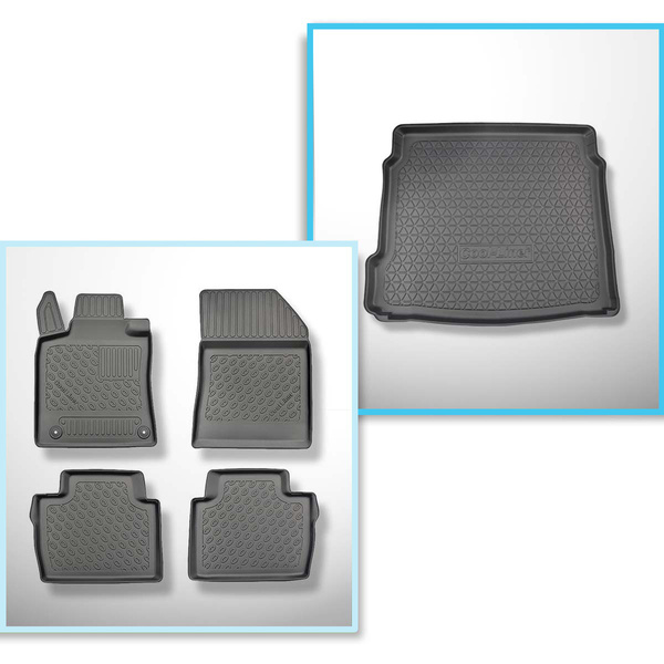 Completo di tappetini e tappetino per bagagliaio TPE PREMIUM per: Peugeot 508 II 11.2018-.... (Berlina) - anche per gli ibridi