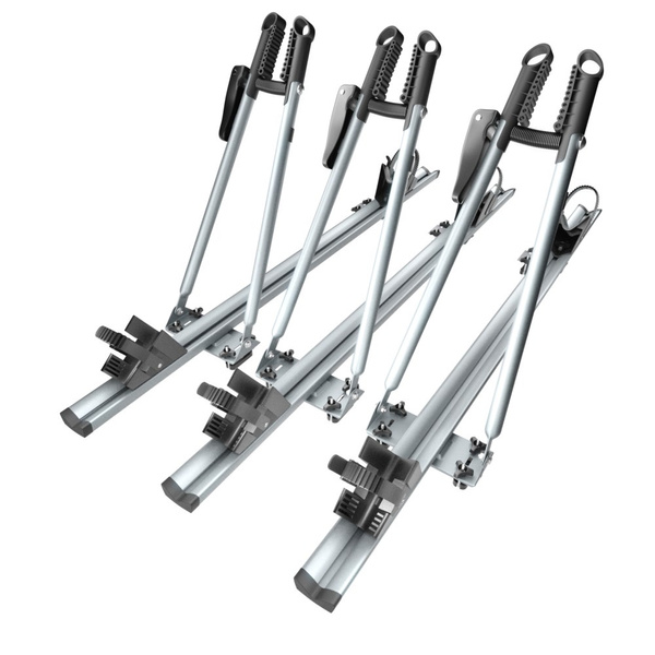 3x Portabici da tetto, Portabiciclette con barra in alluminio e chiusura a chiave - 3xM-17