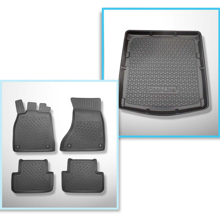 Completo di tappetini e tappetino per bagagliaio TPE PREMIUM per: Audi A4 B8 Sedan (01.2008-10.2015) - anche per la versione Quattro