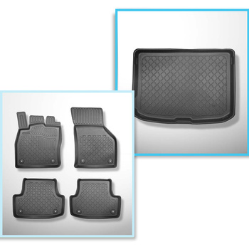 Completo di tappetini e tappetino per bagagliaio TPE per: Audi A3 8V 08.2012-03.2020 (Hatchback;Sportback) - vano superiore; anche per la versione Quattro; no per e-tron