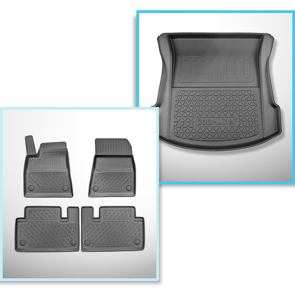 Completo di tappetini e tappetino per bagagliaio TPE per: Tesla Model 3 07.2017-.... (Berlina) - bagagliaio posteriore