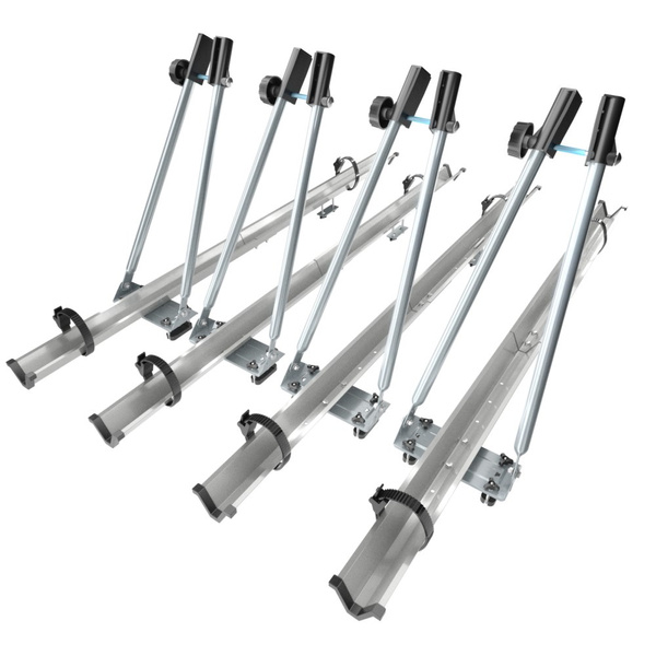 4x Portabici da tetto, Portabiciclette con barra in alluminio e chiusura a chiave - 4xM-42