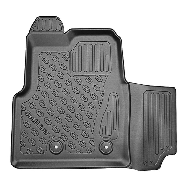 Completo di tappetini e tappetino per bagagliaio TPE per: Ford Transit Custom L2 01.2013- 06.2023 (Van) - con cambio manuale; solo anteriori; sia versione corta che lunga; 2/3 posti; dietro la 3a fila di sedili