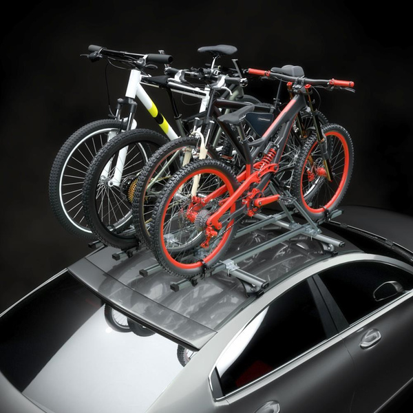 4x Portabici da tetto, Portabiciclette con barra in alluminio e chiusura a chiave - 4xM-08