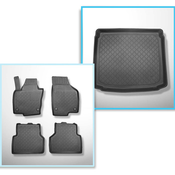 Completo di tappetini e tappetino per bagagliaio TPE per: Volkswagen Tiguan I SUV (07.2007-04.2016) - portabagagli inferiore; con kit di riparazione