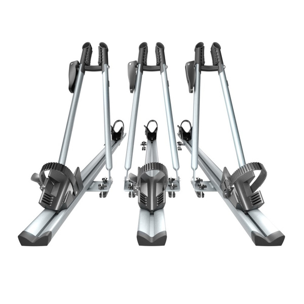 3x Portabici da tetto, Portabiciclette con barra in alluminio e chiusura a chiave - 3xM-17