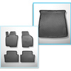 Completo di tappetini e tappetino per bagagliaio TPE per: Seat Alhambra II 09.2010-2020 (Van) - 7 posti; sedili 3a fila abbassati