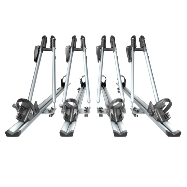 4x Portabici da tetto, Portabiciclette con barra in alluminio e chiusura a chiave - 4xM-17