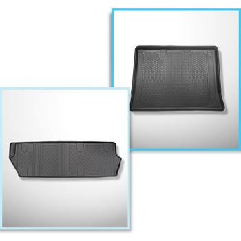 Completo di tappetini e tappetino per bagagliaio TPE per: Mercedes-Benz Vito W447 10.2014-.... (Tourer) - dietro la 3a fila di sedili; versione Extra lunga (Extra Long) (interasse 3430 mm; lunghezza auto 5370 mm); senza divisioni nel bagagliaio; sedili no