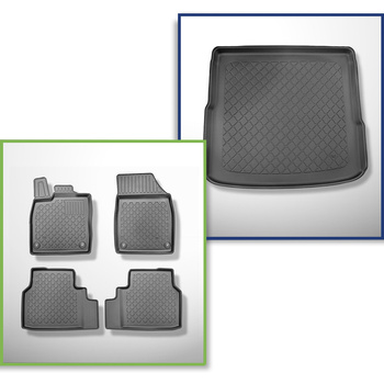 Completo di tappetini e tappetino per bagagliaio TPE per: Skoda Enyaq iV 04.2021-.... (SUV;Coupé) - bagagliaio superiore; superficie piana del bagagliaio; pavimento mobile nella posizione centrale