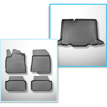 Completo di tappetini e tappetino per bagagliaio TPE per: Dacia Sandero III Stepway 01.2021-.... (Crossover) - bagagliaio inferiore; senza pavimento doppio del bagagliaio