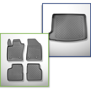 Completo di tappetini e tappetino per bagagliaio TPE per: Jeep Compass II MP 4xe Plug-in Hybrid 07.2020-.... (SUV) - bagagliaio superiore; pavimento mobile nella posizione più alta