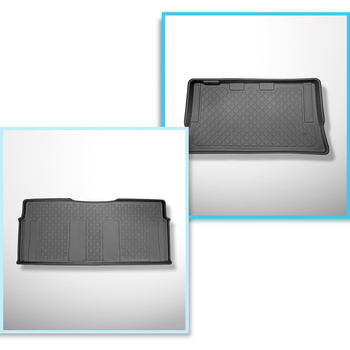 Completo di tappetini e tappetino per bagagliaio TPE per: Mercedes-Benz Classe V W447 06.2014-.... (Van) - versione lunga (interasse 3.200 mm, lunghezza auto 5.140 mm); dietro la 3a fila di sedili; senza divisioni nel bagagliaio; seconda fila