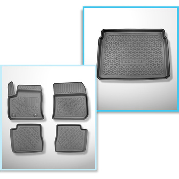 Completo di tappetini e tappetino per bagagliaio TPE per: Citroen E-C4 III 12.2020-2024 (Hatchback) - bagagliaio superiore; pavimento mobile nella posizione più alta