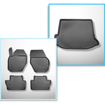 Completo di tappetini e tappetino per bagagliaio TPE per: Volvo V60 10.2010-01.2018 (Station Wagon) - non per versione Plug-in ibrida